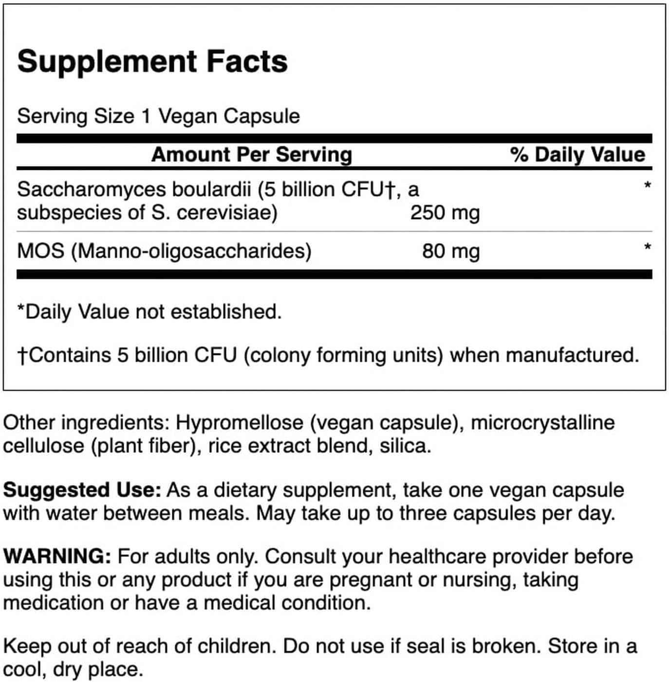 Swanson Saccharomyces Boulardii 5 mil millones UFC, 30 cápsulas vegetales