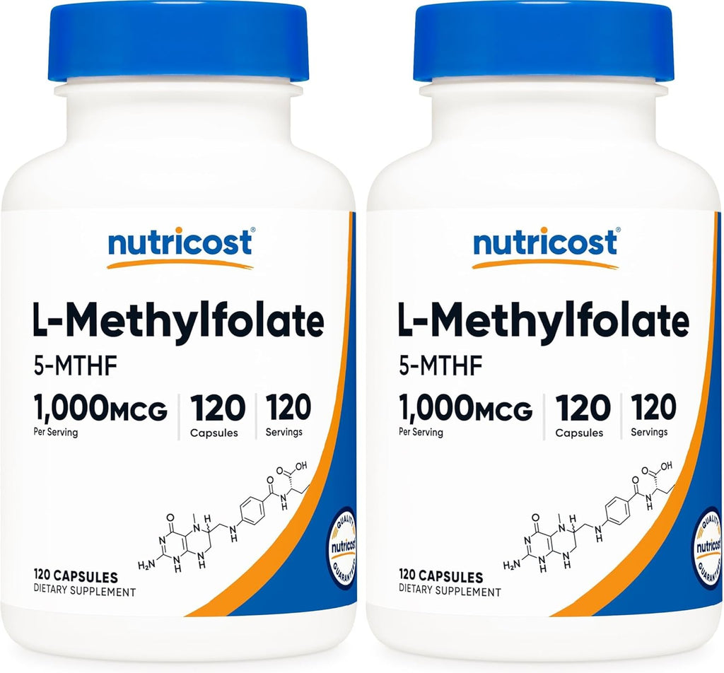 Nutricost Metilfolato 1000mcg, 120 Cápsulas Vegetarianas - Sin Gluten, No-GMO (Folato Metilado)