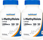 Nutricost Metilfolato 1000mcg, 120 Cápsulas Vegetarianas - Sin Gluten, No-GMO (Folato Metilado)