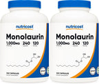 Nutricost Monolaurina 1000 mg (120 Porciones, 240 Cápsulas) - Sin Gluten, No OGM, Vegano