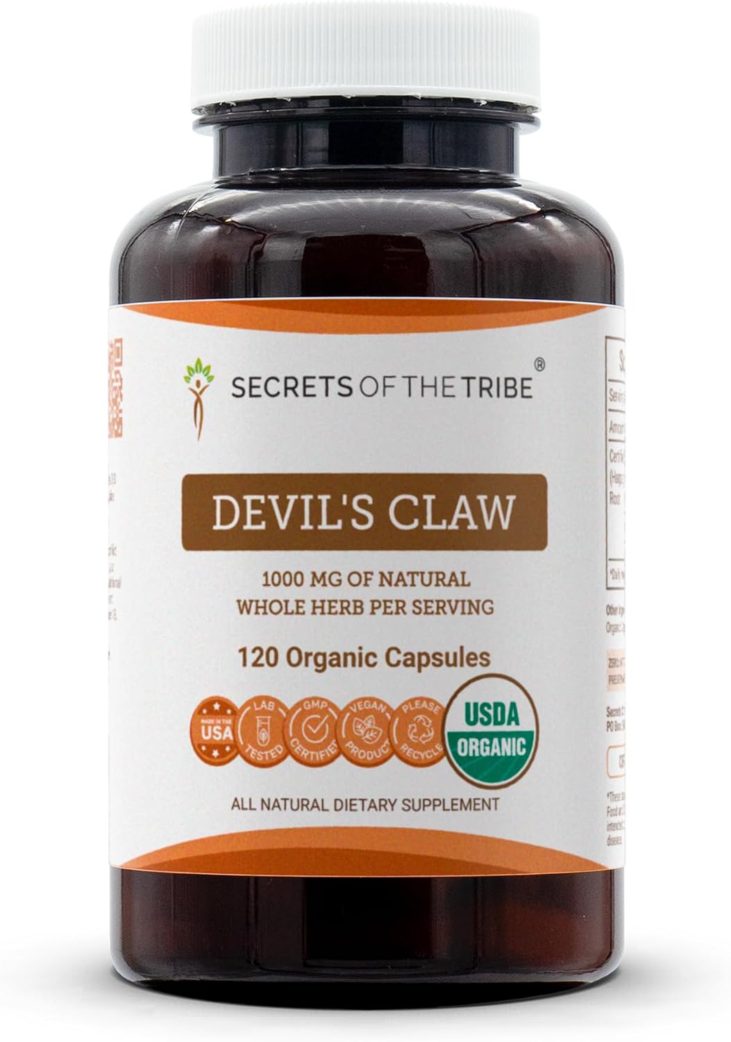 Secrets of the Tribe Garra del Diablo Orgánica – 120 Cápsulas Vegetarianas