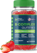 INTEGO NUTRITION Vitamin B Complex Gummies for Adults, B Complex Vitamin Supplement for Women and Men, B Vitamins Complex Gummies for Energy and Brain Health, Natural Strawberry Flavor, 60 Count