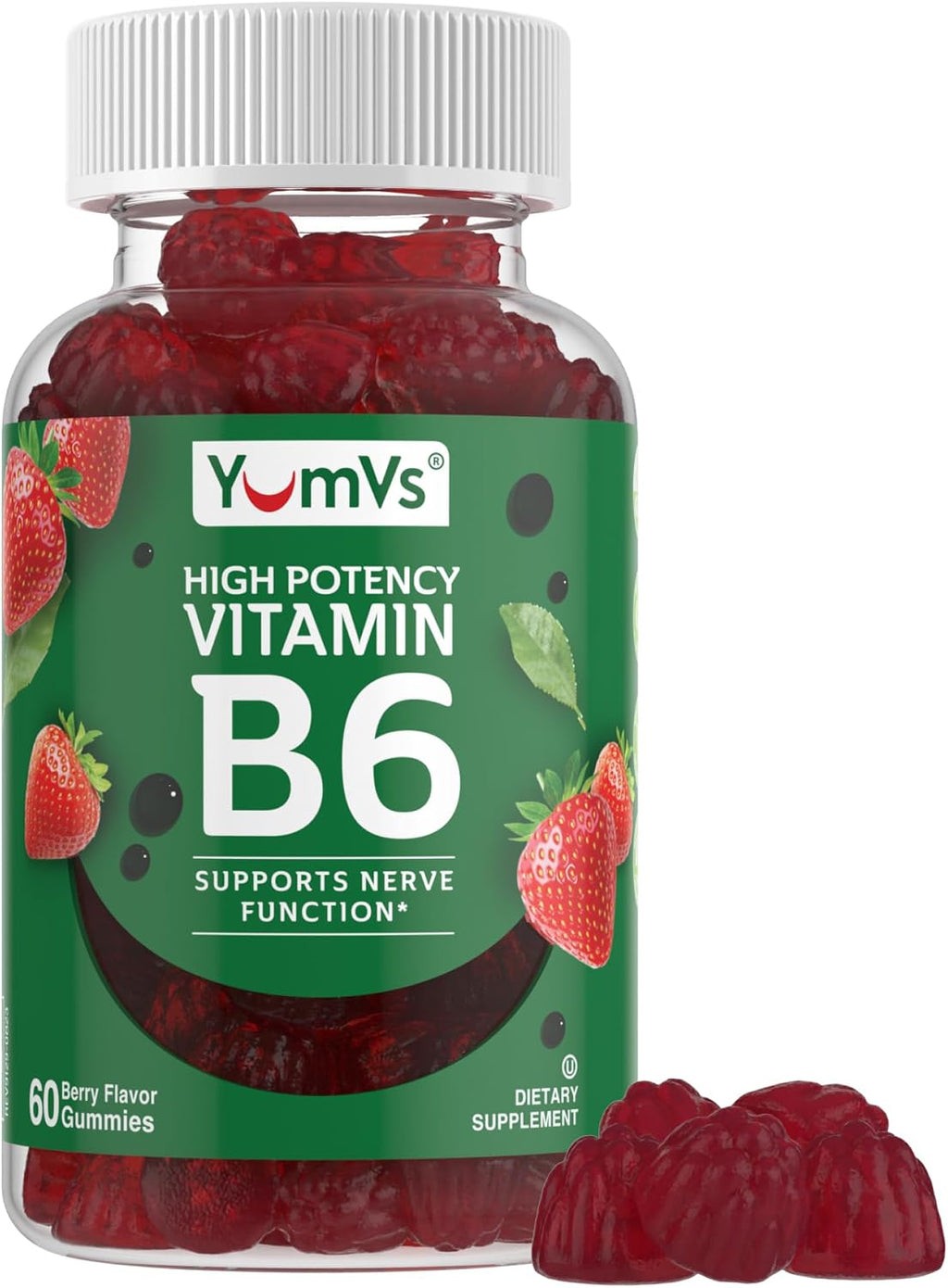 YUM-V'S Vitamin B6 Gominolas 100mg - 60 Gominolas Sabor Fresa