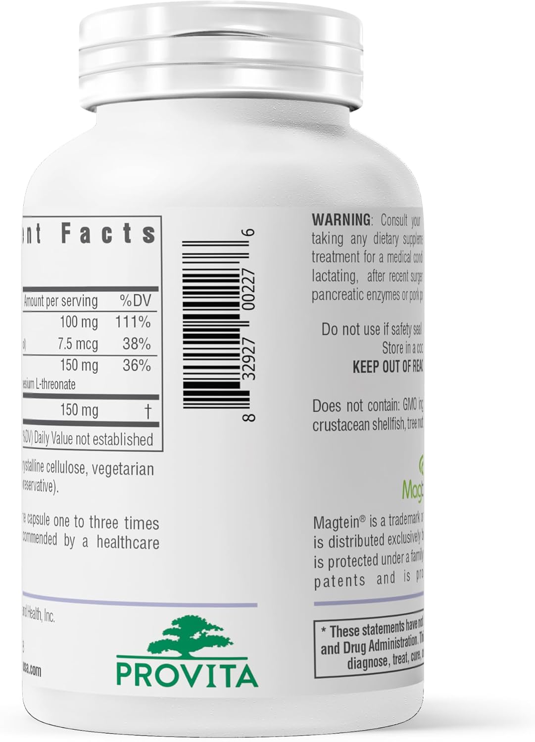 Provita Magnesio L-Treonato | Apoyo Cognitivo y Equilibrio Electrolítico Cerebral | 50 mg de Magnesio Elemental | Cápsulas Veganas