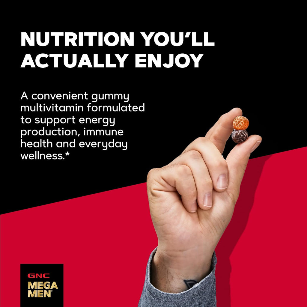 GNC Mega Men Multivitamínico en Gomitas para Hombres - Energía, Metabolismo e Inmunidad, Sabor Frutos Rojos, 120 Gomitas