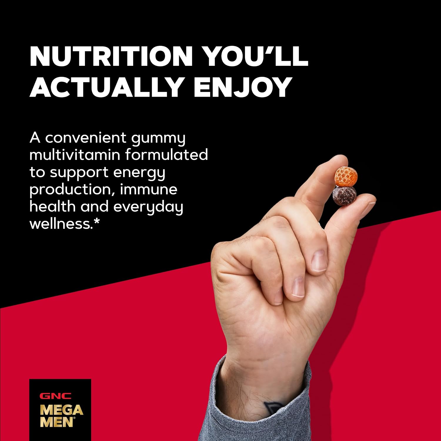 GNC Mega Men Multivitamínico en Gomitas para Hombres - Energía, Metabolismo e Inmunidad, Sabor Frutos Rojos, 120 Gomitas