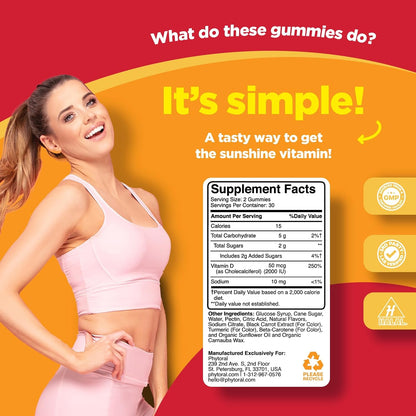 Phytoral Gominolas de Vitamina D3 2000 UI – El mantenimiento de los huesos en condiciones normales. – Image 3