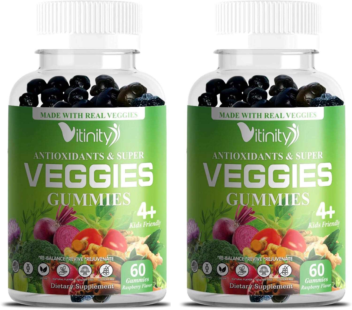 VITINITY Super Greens Multivitamin Gummies - Gominolas Multivitamínicas con 30 Superalimentos