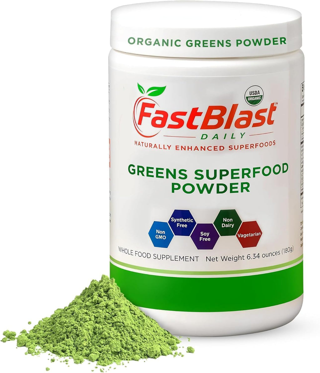 Organic Super Greens Powder con Más de 30 Superalimentos, Probióticos y Enzimas - 180g