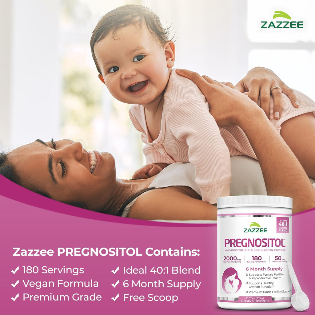 Zazzee PREGNOSITOL Powder – Myo-Inositol y D-Chiro-Inositol 40:1 (180 dosis)