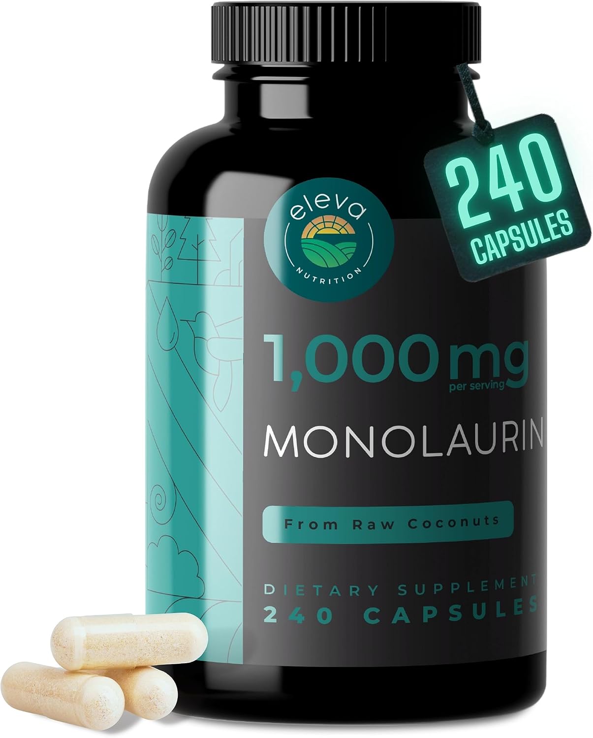Monolaurin 1000mg Cápsulas Veganas - Eleva Nutrition (240 Cápsulas)
