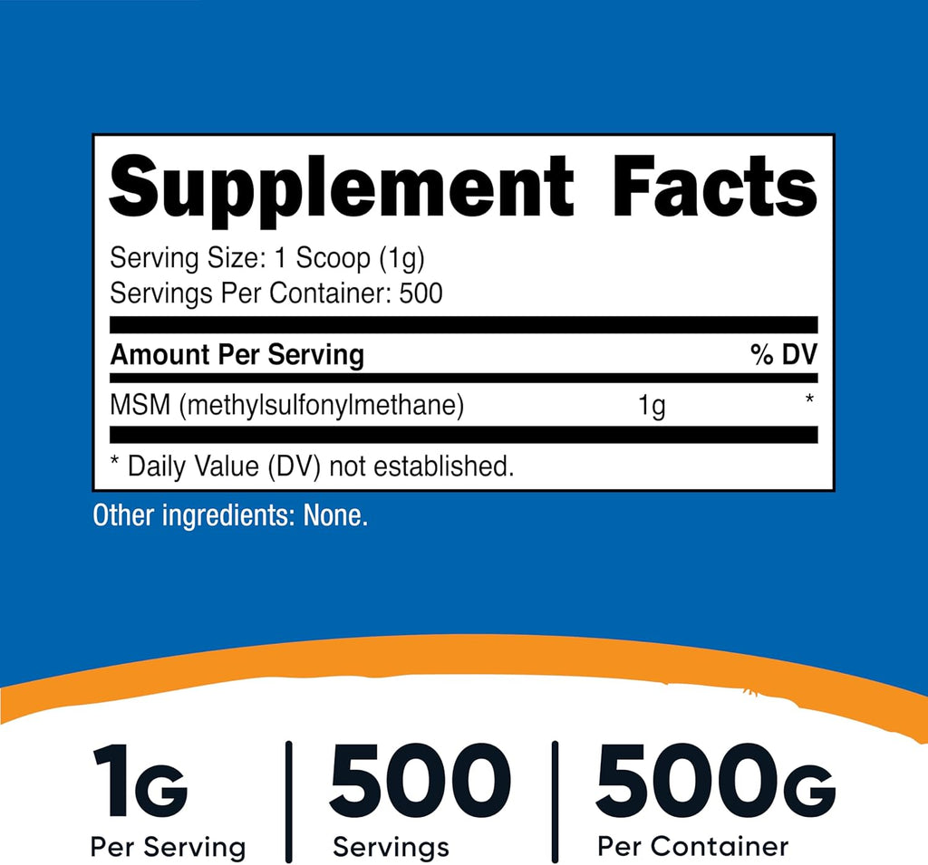 Nutricost MSM Puro en Polvo 500 Gramos (Metilsulfonilmetano)