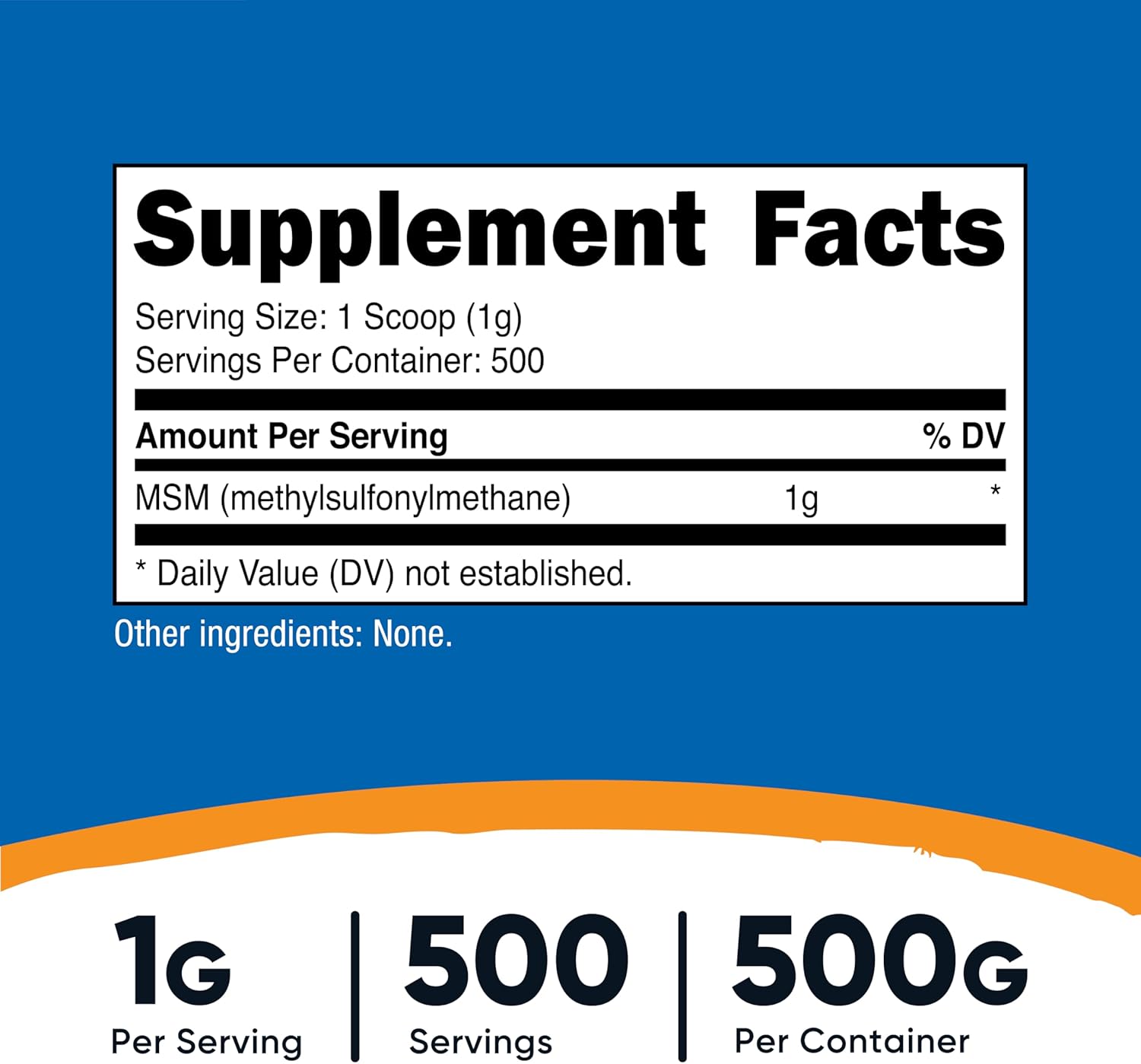 Nutricost MSM Puro en Polvo 500 Gramos (Metilsulfonilmetano)