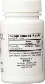 BioTech Pharmacal D3-50 (50.000 UI) - 100 Cápsulas