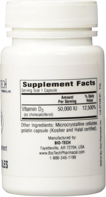 BioTech Pharmacal D3-50 (50.000 IU) - 100 – El mantenimiento de los niveles normales de calcio en sangre. – Image 2