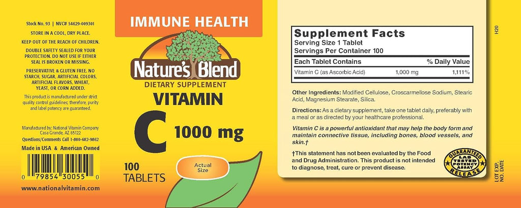 Nature's Blend Vitamina C 1000 mg 100 Comprimidos