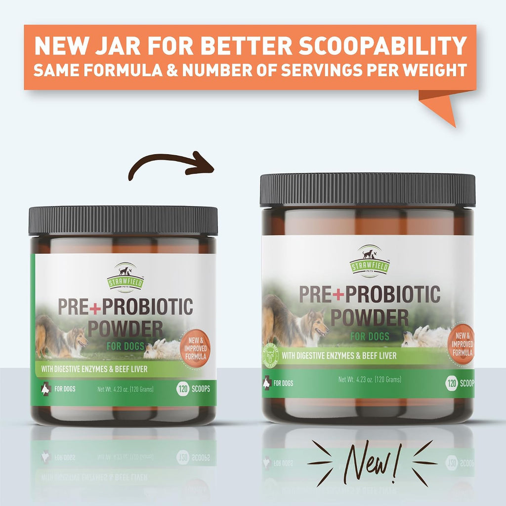 Pre + Probiotic Powder for Dogs with Digestive Enzymes - Sabor a Hígado de Ternera Natural - 120 Dosis