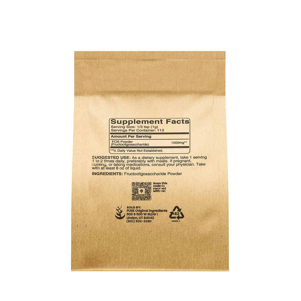 Pure Original Ingredients Fructooligosacáridos en Polvo, 113 g (4 oz), Sin Aditivos