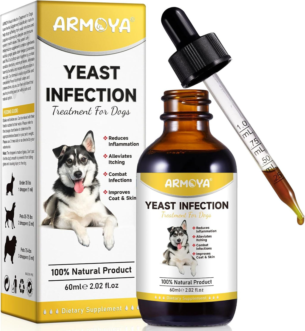 Tratamiento Natural contra la Levadura para Perros - Ayuda a Aliviar el Picor y la Inflamación - Complemento Herbal - 2 Oz