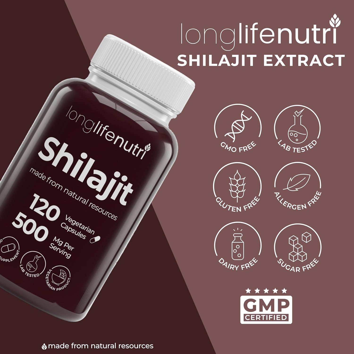 Shilajit Puro del Himalaya 500mg con Ácido Fúlvico 15% | 120 Cápsulas Vegetales | Suplemento para Vitalidad y Claridad Mental