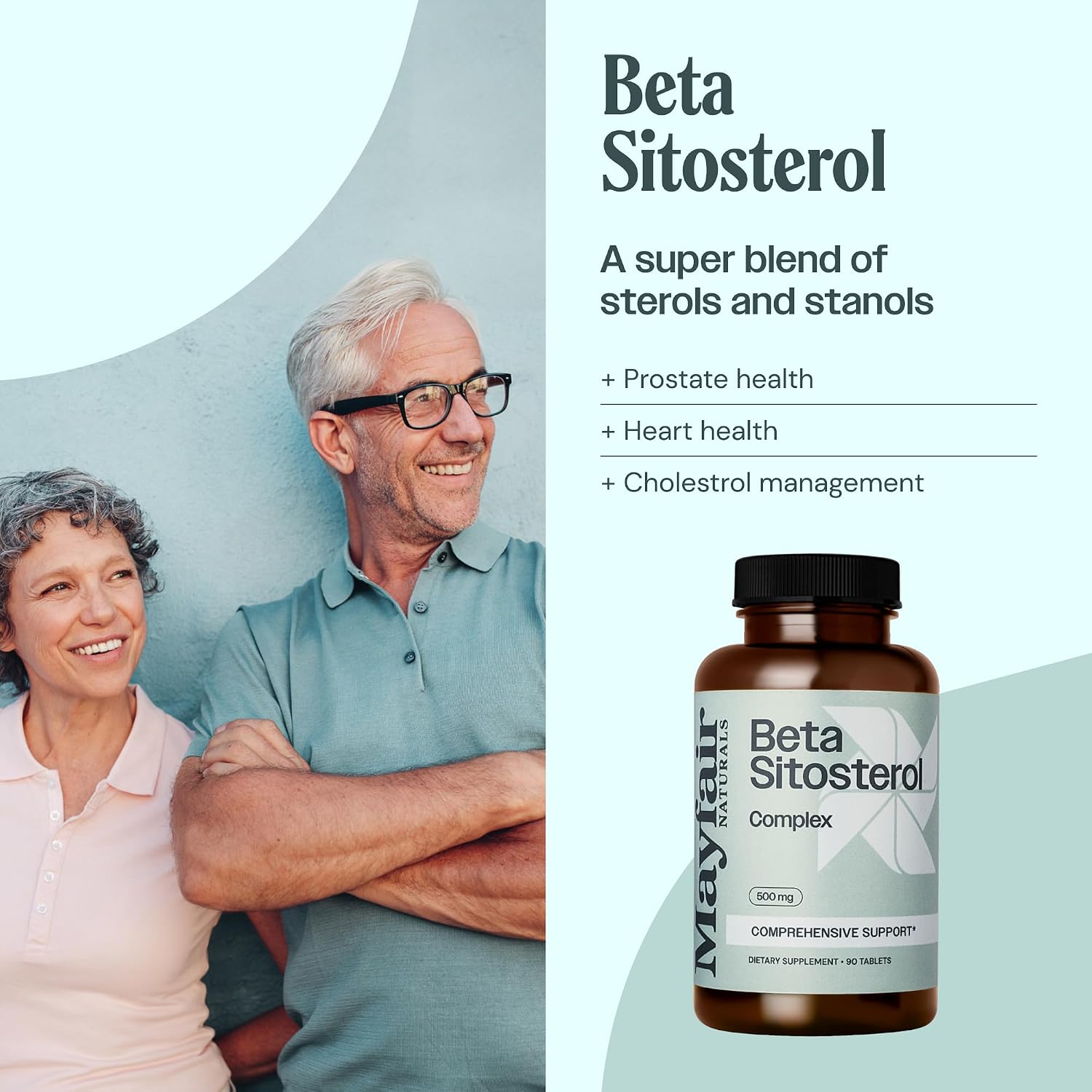 Beta Sitosterol Complex, 500mg, 90 Comprimidos - Mayfair Naturals