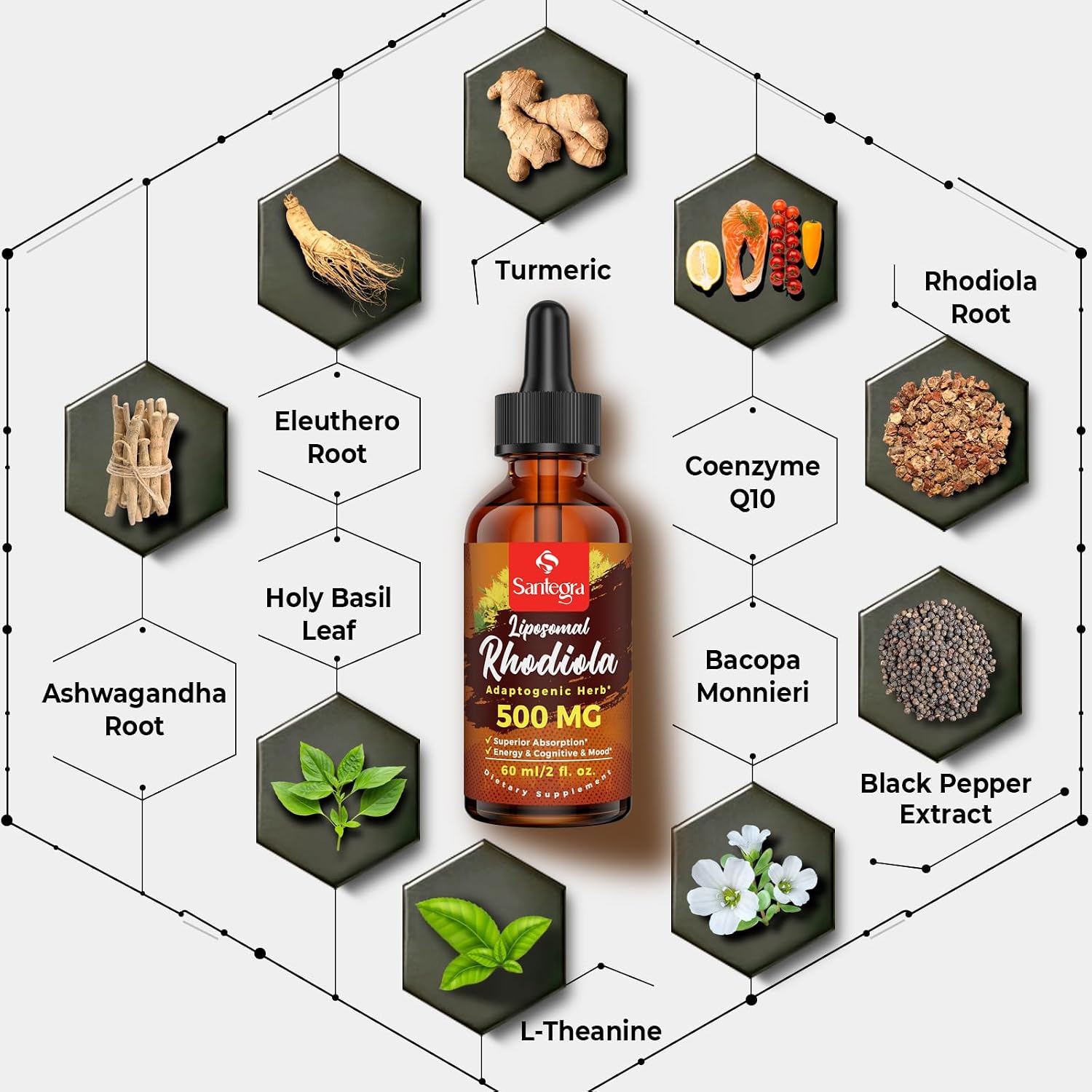 Santegra Rhodiola Rosea Liposomal 500 mg – Líquido Vegano 60 ml
