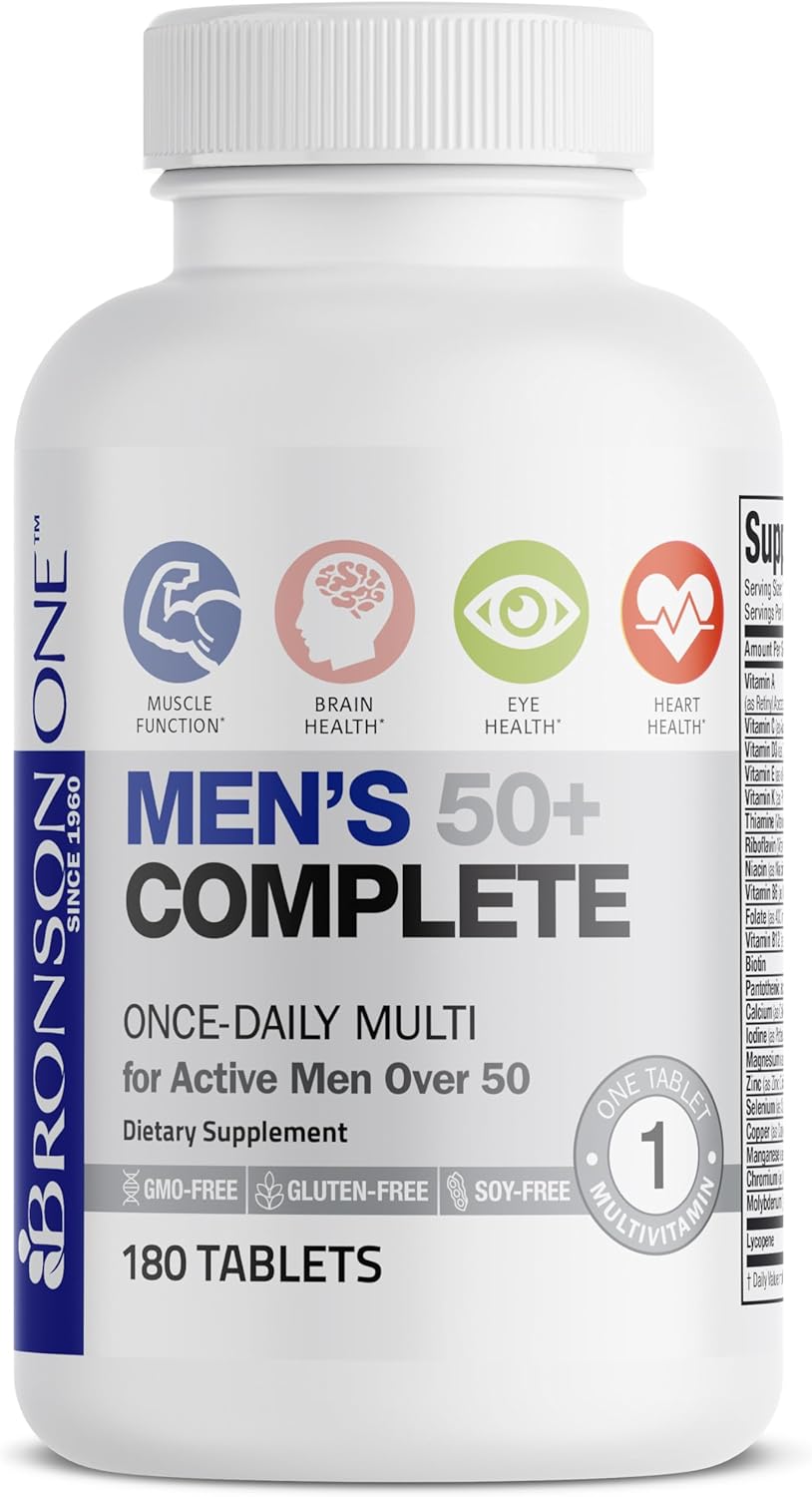 Bronson ONE Daily Multivitamínico Completo para Hombres 50+, 180 Comprimidos
