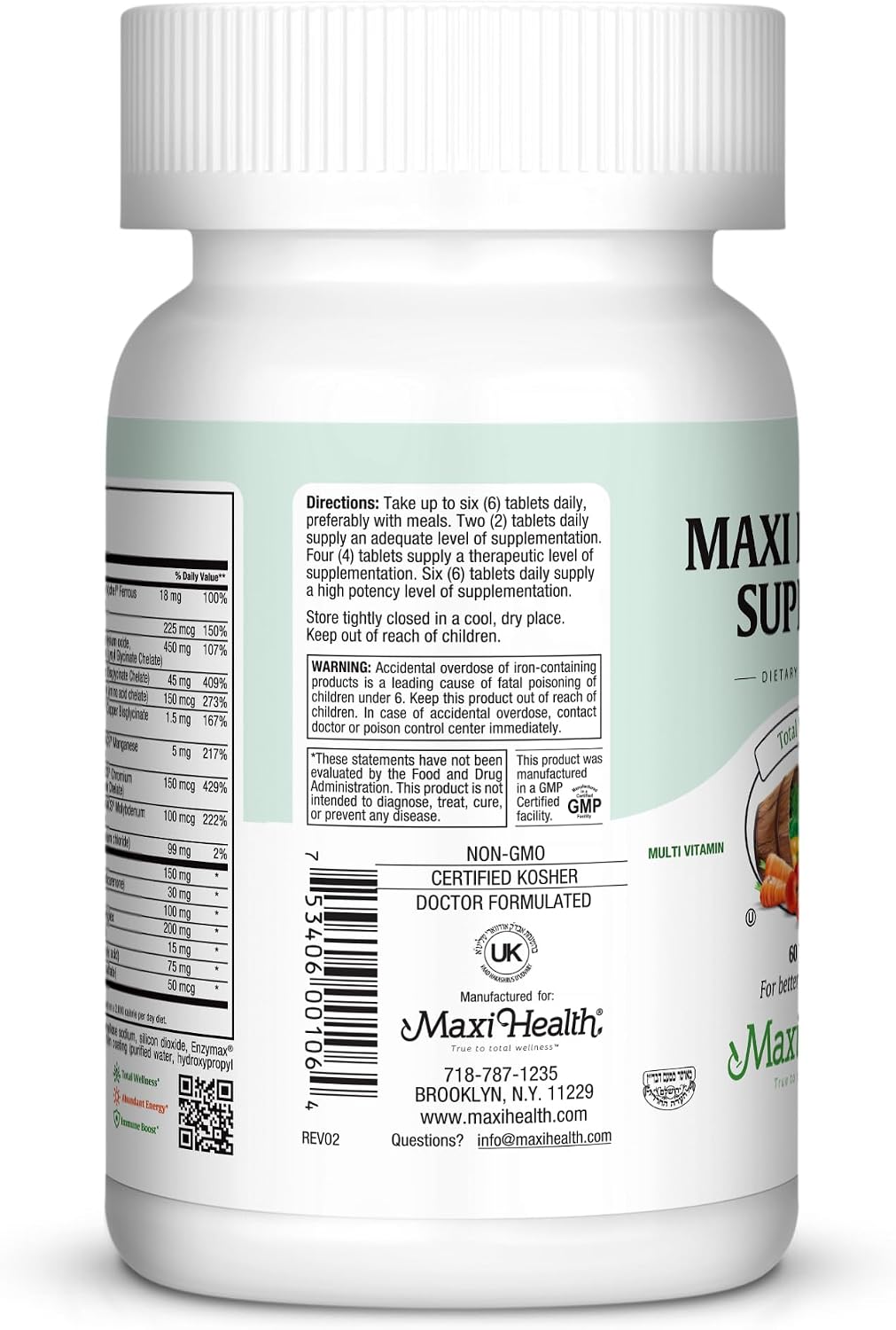 Supreme Multivitamínico para Hombres y Mujeres – Alta Potencia con Minerales, CoQ10 y Antioxidantes – 60 Comprimidos