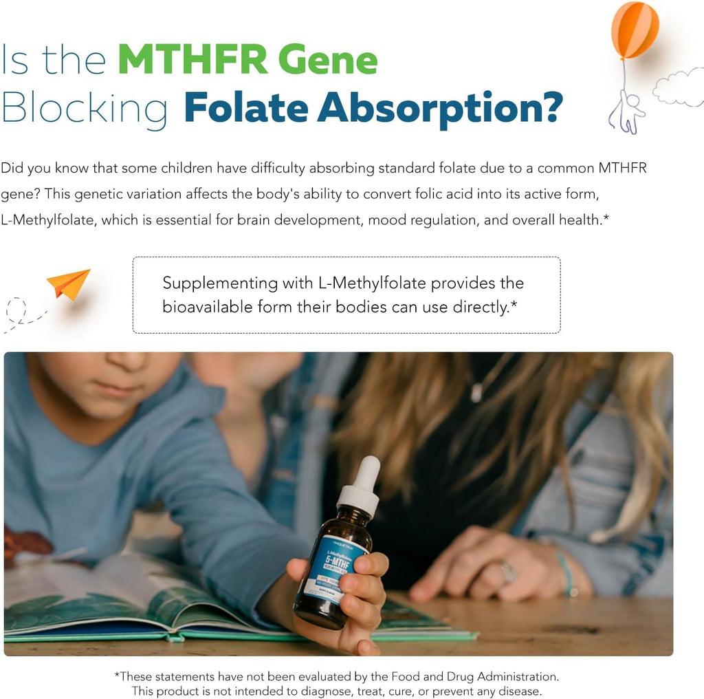 L-Metilfolato Orgánico para Niños + Metil B12 - Forma Sublingual - 5-MTHF - Sabor a Bayas Orgánico - 30 ml
