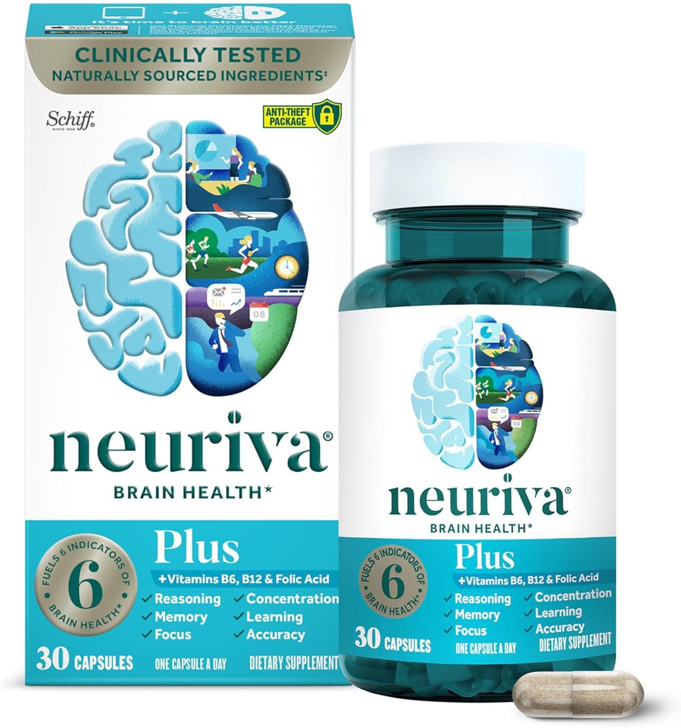 NEURIVA Plus - Memoria y Concentración, 30 Cápsulas
