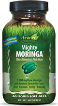 Irwin Naturals Mighty Moringa – 60 Cápsulas Blandas – Superalimento de Planta Entera y Concentrado de Nutrientes Diarios