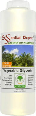 Glicerina Vegetal - 1 Pinta (473 ml) - VG de Palma Sostenible RSPO - No GMO - Kosher - Halal - Grado Farmacéutico USP - Envase HDPE con Sello de Seguridad