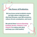MamaDoc Rx Probiótico Orgánico para Niños y Adolescentes - Defensa Inmune - 5 mil millones de UFC - Sin Azúcar, Vegano, Sin Gluten - 14 Cepas Probióticas, Prebióticos, Vitamina C y D - 30 Comprimidos Masticables
