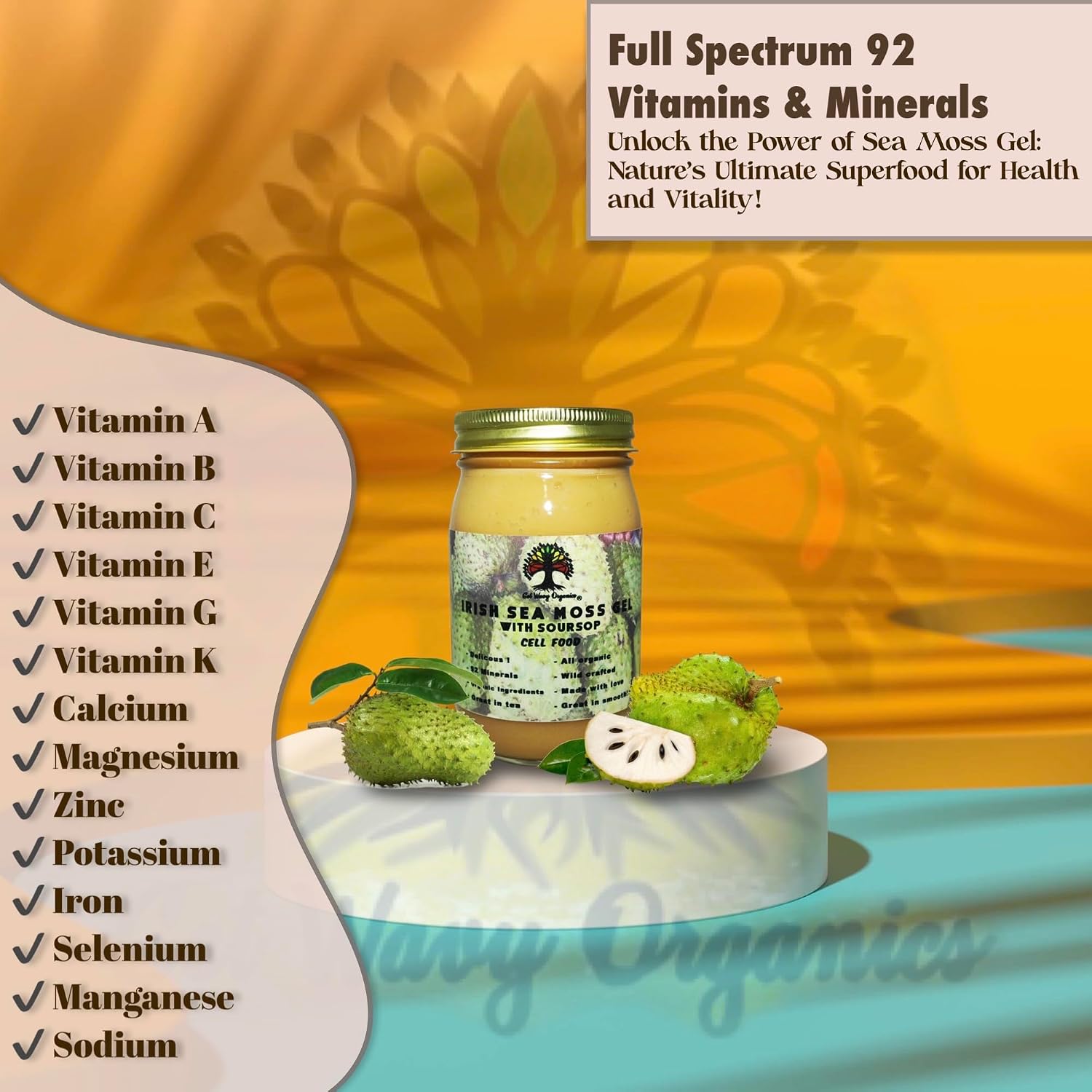Irish Sea Moss Gel con Soursop – Orgánico, Vegano – Pack de 2