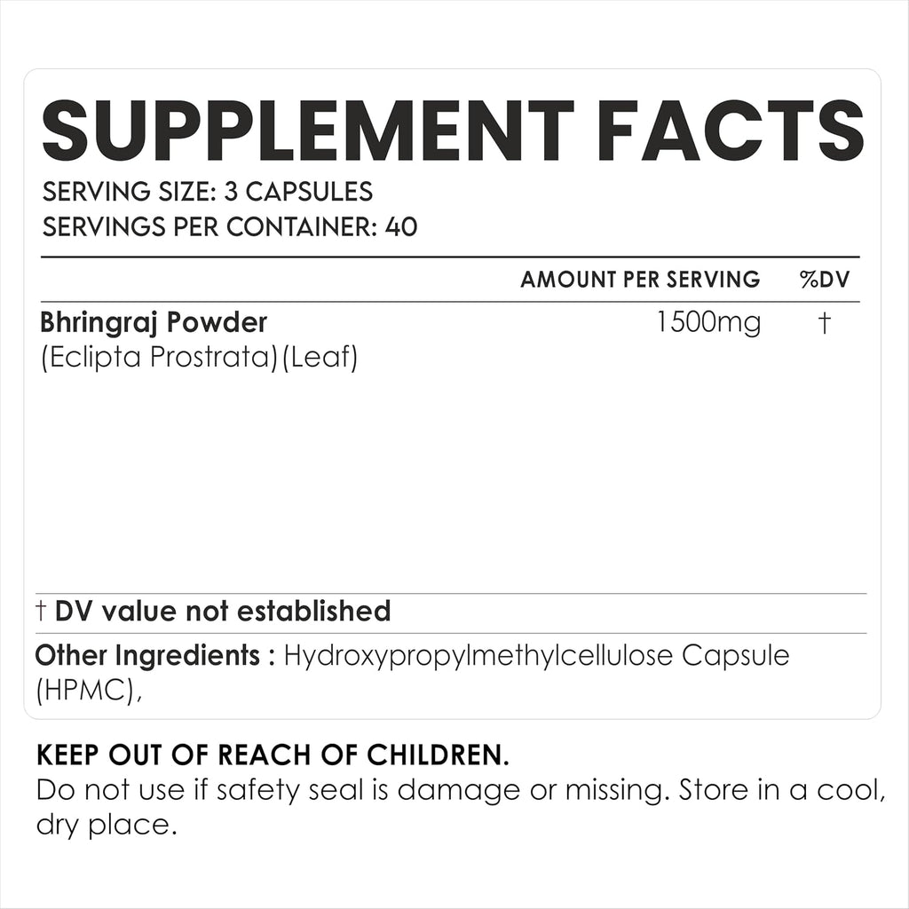 Amalth Bhringraj Cápsulas 1500 mg | Eclipta Prostrata | 120 Cápsulas Vegetales | Non-GMO, Sin Gluten