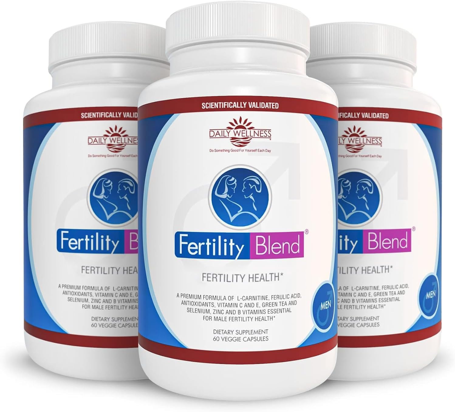 Fertility Blend Daily Wellness for Men – Suplemento Multivitamínico para Hombres – 180 Cápsulas (3 Paquetes de 60)