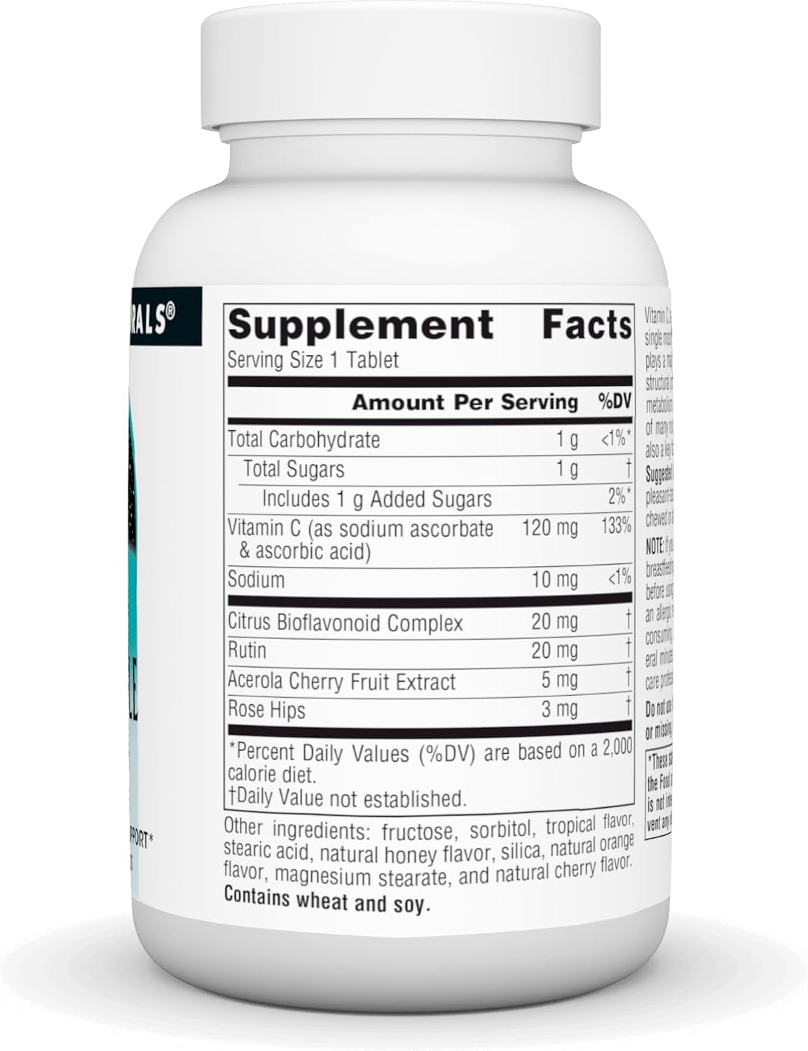 Source Naturals Chewable C, Acerola Cherry - 120mg - 100 Comprimidos Masticables con Sabor a Fruta
