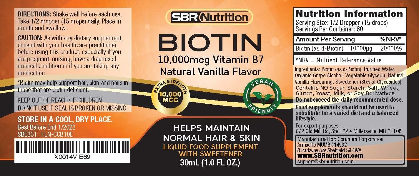 SBR Nutrition Biotina Líquida Máxima Absorción 10000 mcg - 60 Dosis