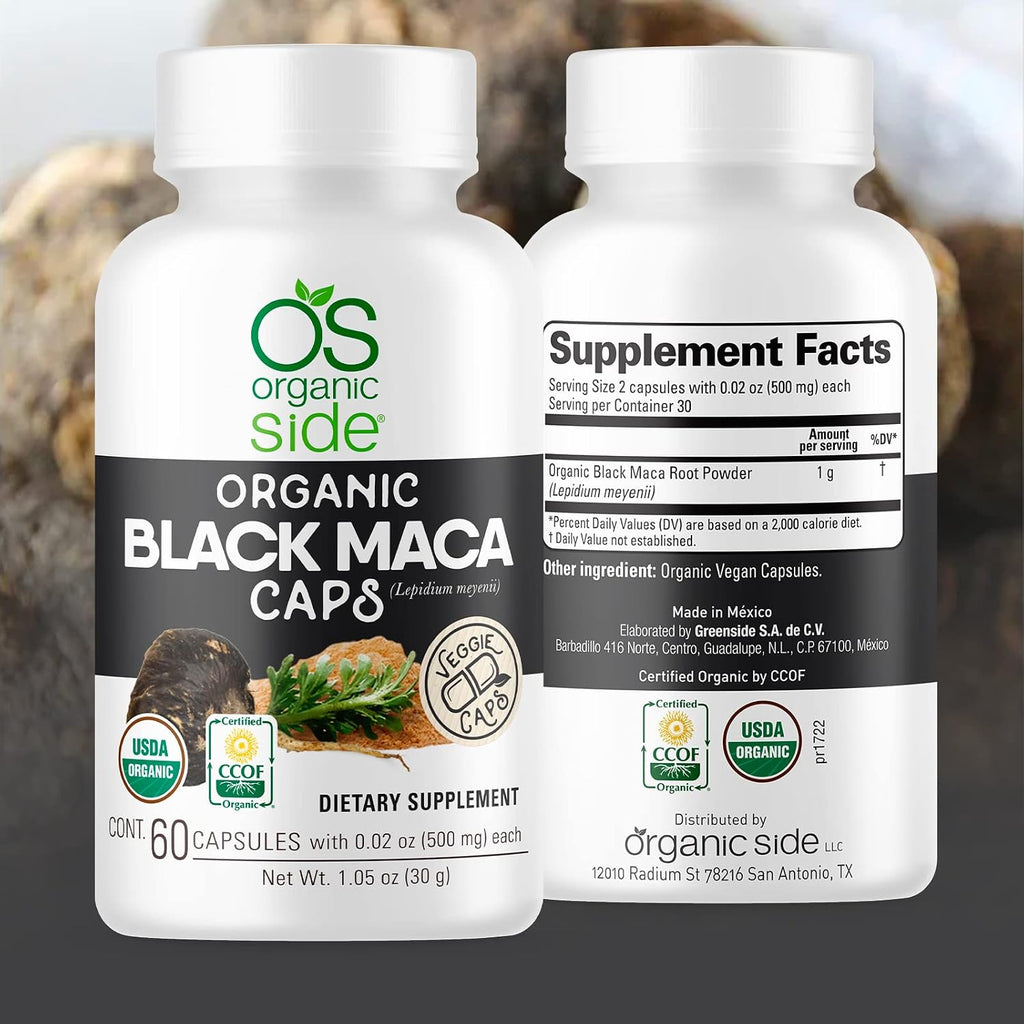 Organic Black Maca 60 Cápsulas | Suplemento Natural con Maca Negra Orgánica