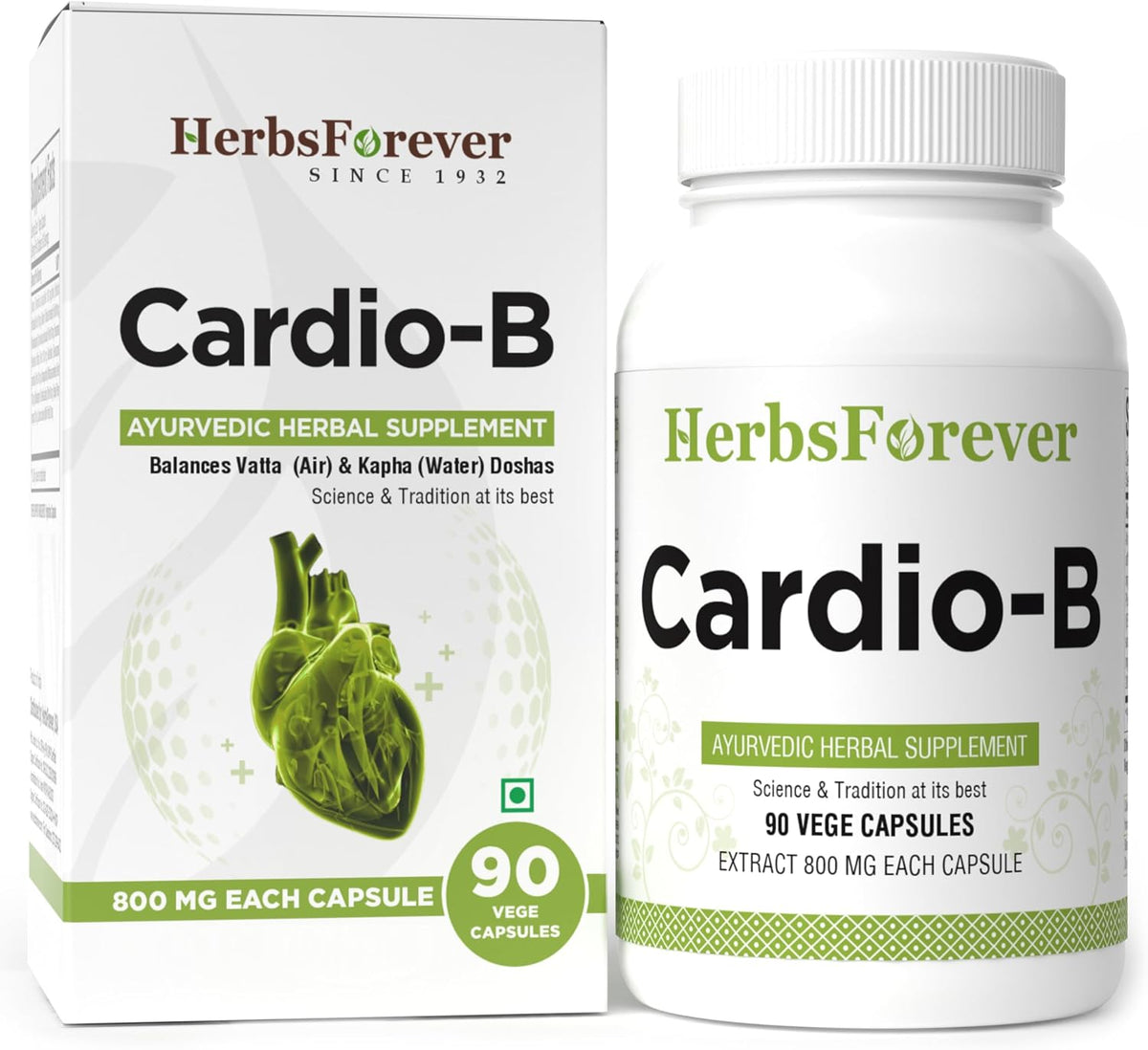 Herbsforever Cardio-B Suplemento Herbal Ayurvédico 90 Cápsulas Vegetales 800 mg – Image 1