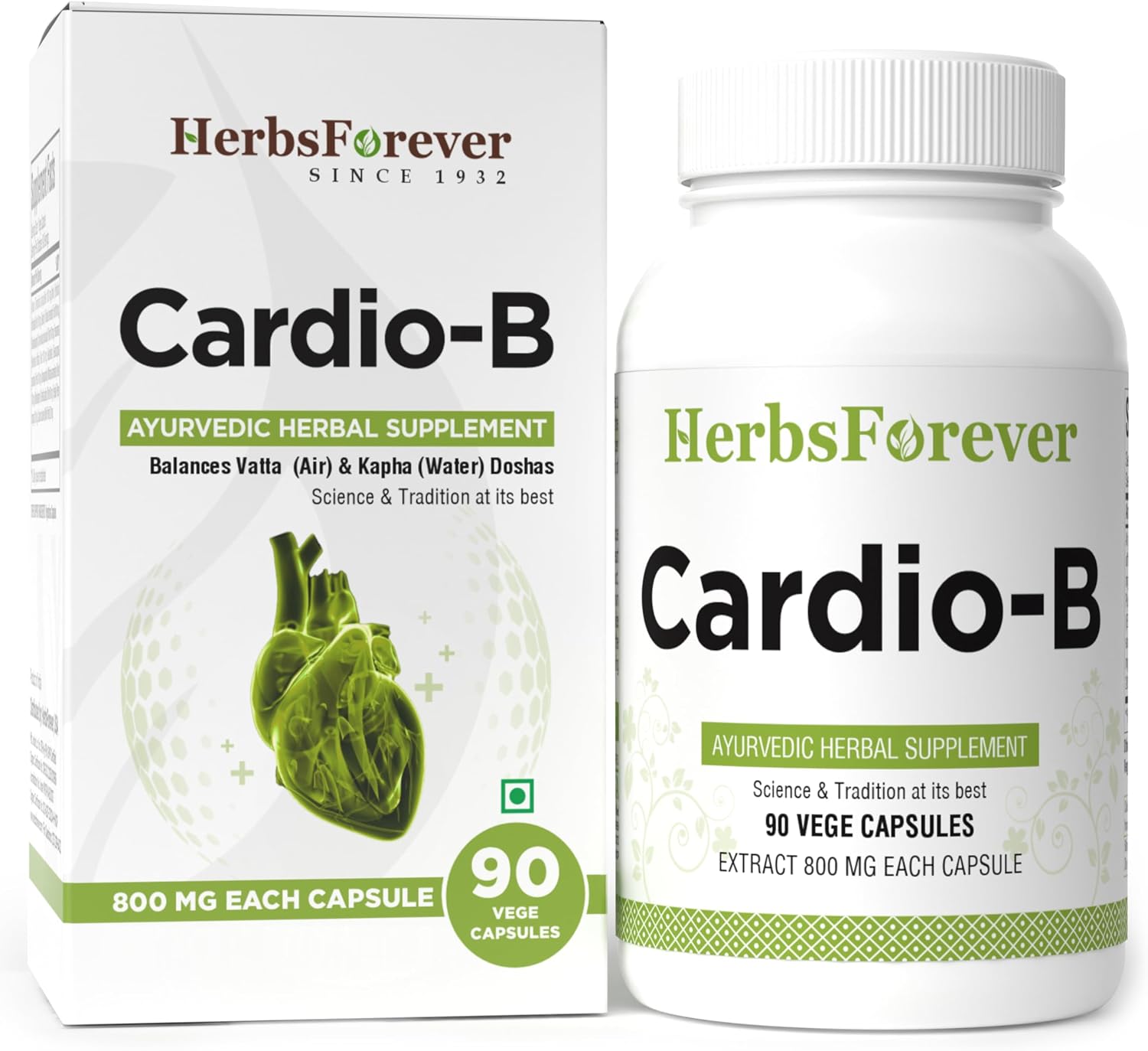 Herbsforever Cardio-B Suplemento Herbal Ayurvédico 90 Cápsulas Vegetales 800 mg