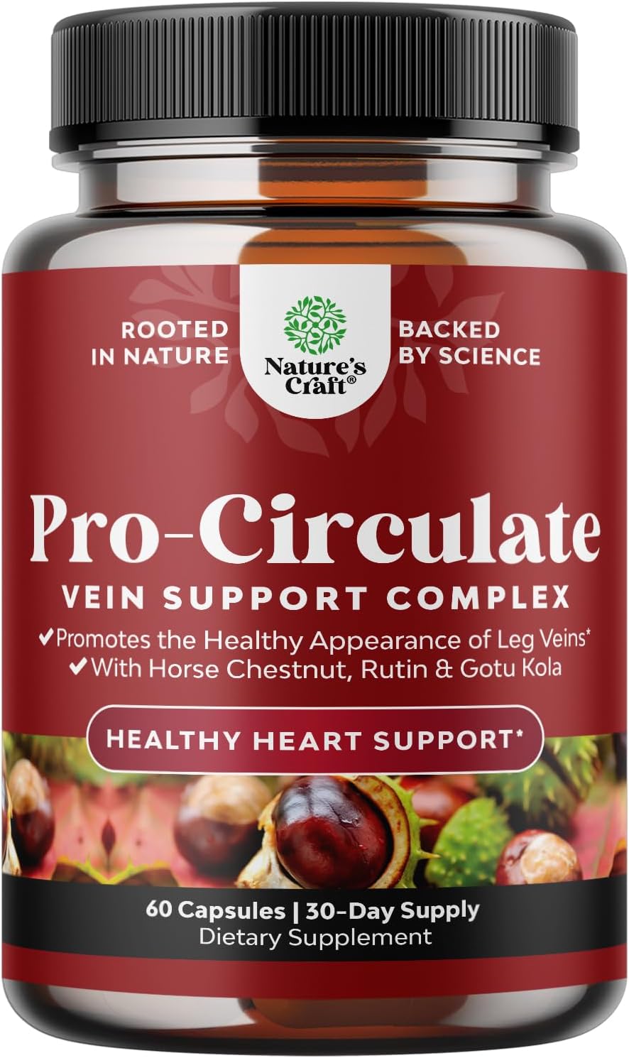 Natures Craft Suplemento de Soporte Venoso para Piernas y Venas – 120 Cápsulas Veganas