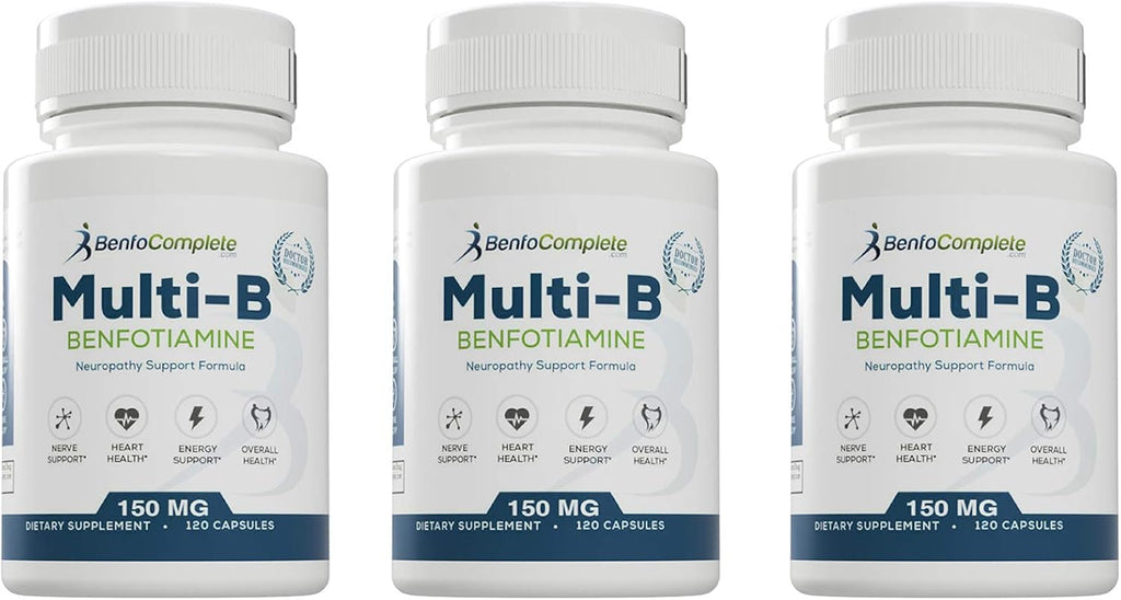 Benfotiamine Multi-B Neuropathy Support Formula 150mg – Pack de 3 Botes (120 Cápsulas cada uno)