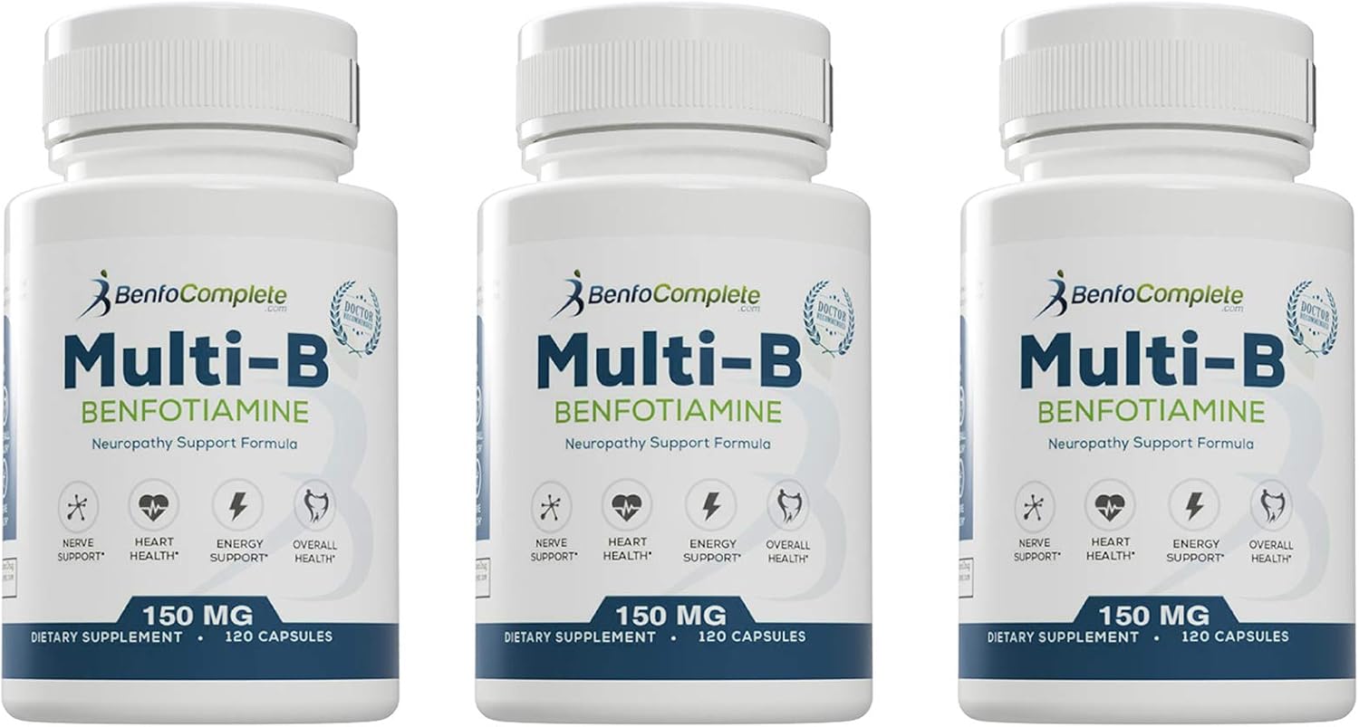 Benfotiamine Multi-B Neuropathy Support Formula 150mg – Pack de 3 Botes (120 Cápsulas cada uno)