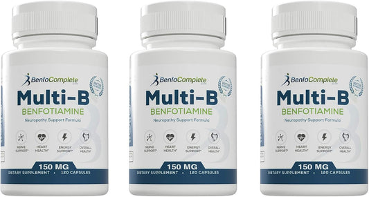 Benfotiamine Multi-B Neuropathy Support Formula 150mg – Pack de 3 Botes (120 Cápsulas cada uno)
