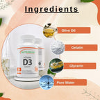 NutraBulk Vitamina D3 2500 UI - 250 Cápsulas Blandas - Alta Potencia - No-GMO, Sin Gluten, Hecho en EE.UU.