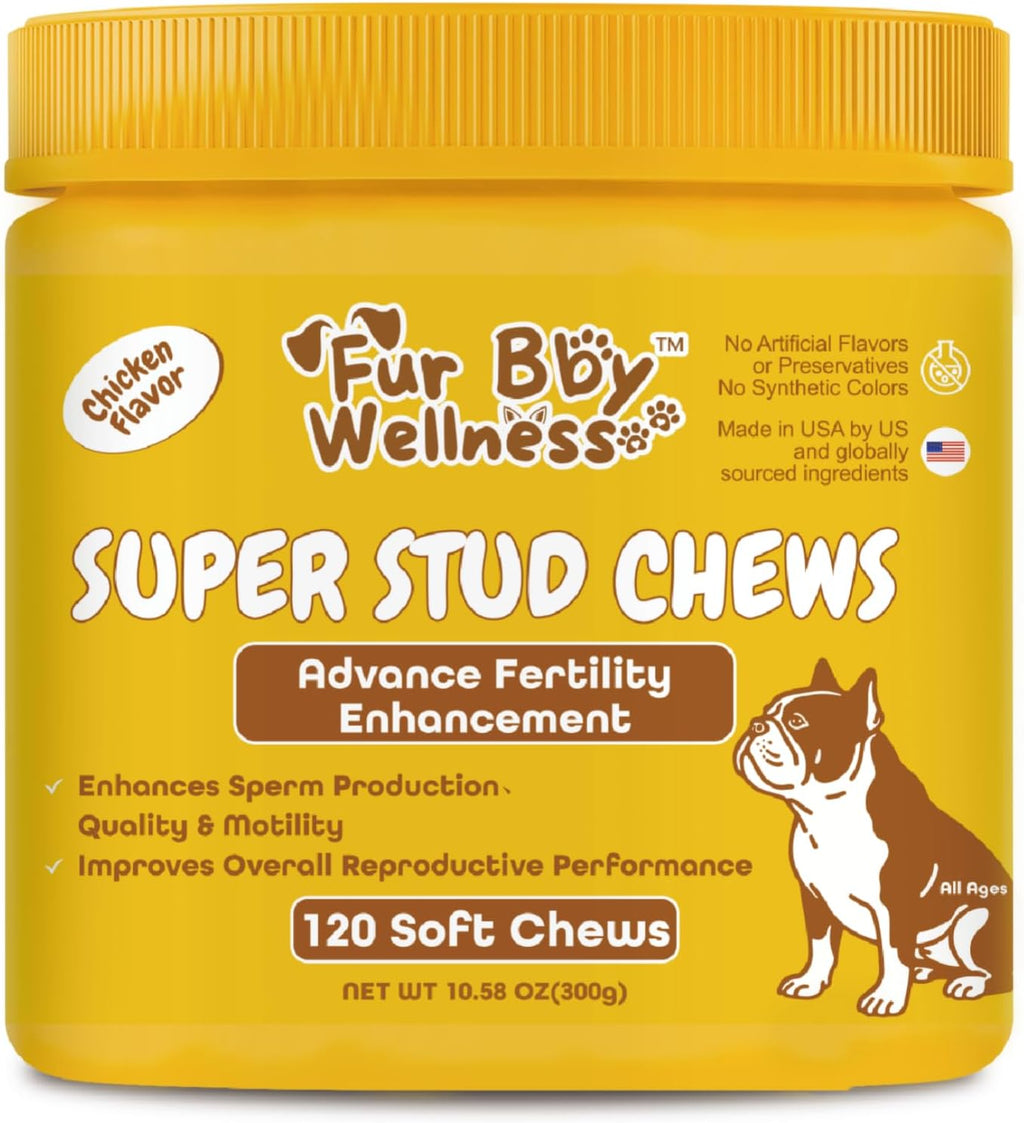 Suplemento de Salud Reproductiva para Perros - Snacks Blandos con L-Carnitina, Zinc, Ginseng y Vitaminas - Apoyo a la Fertilidad y Vitalidad - 120 unidades