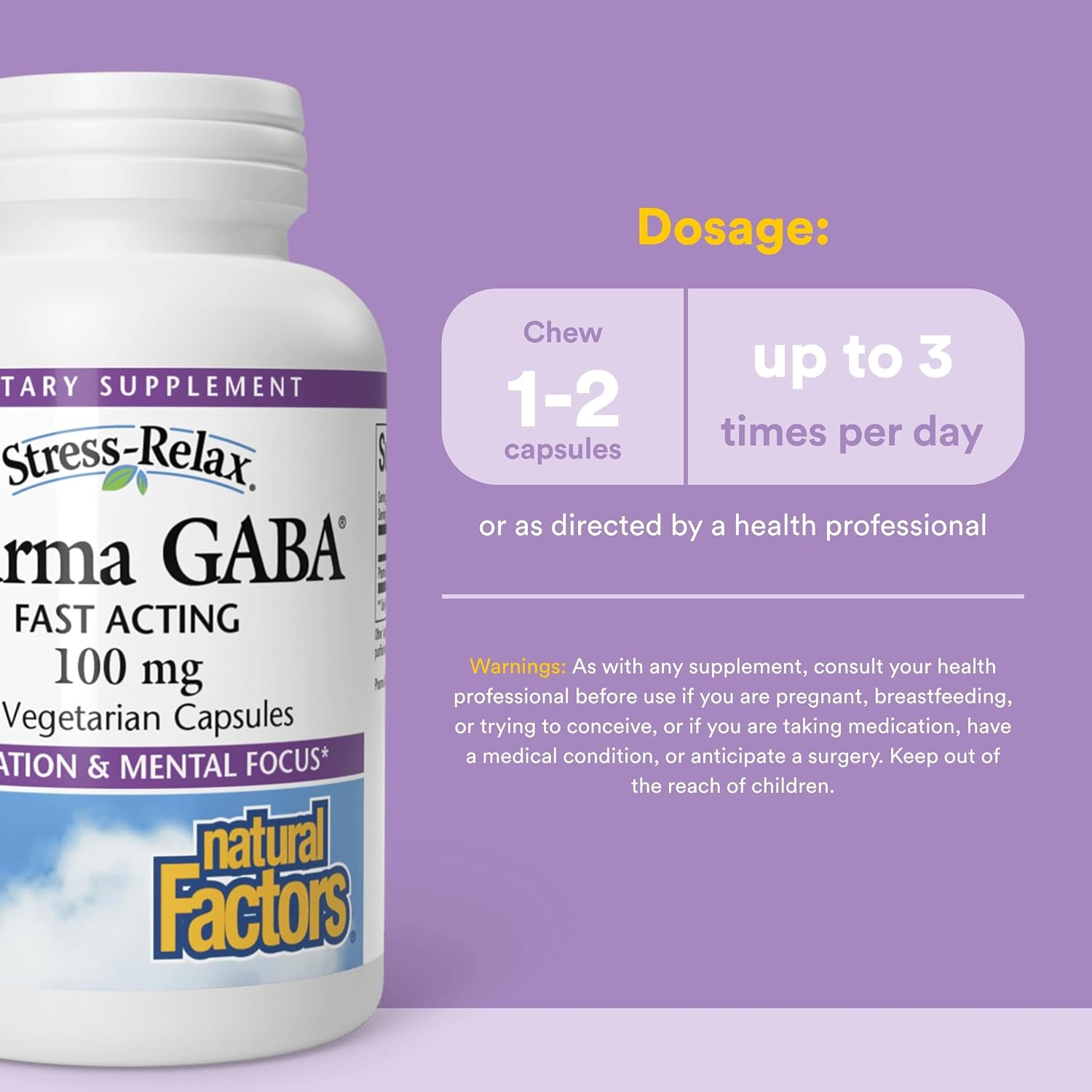 Natural Factors Pharma GABA - 60 Cápsulas Vegetarianas