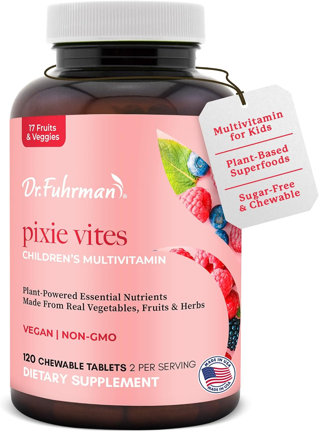 Dr. Fuhrman Pixie Vites Multivitamínico Infantil Masticable - 120 Comprimidos Sabor Bayas