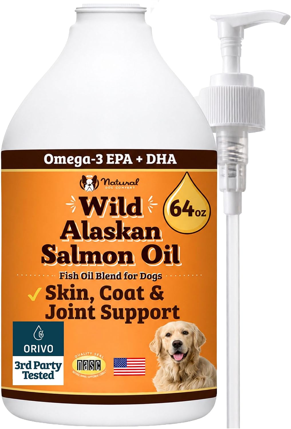 Natural Dog Company Aceite de Salmón para Perros - Omega 3 - 1,9 L